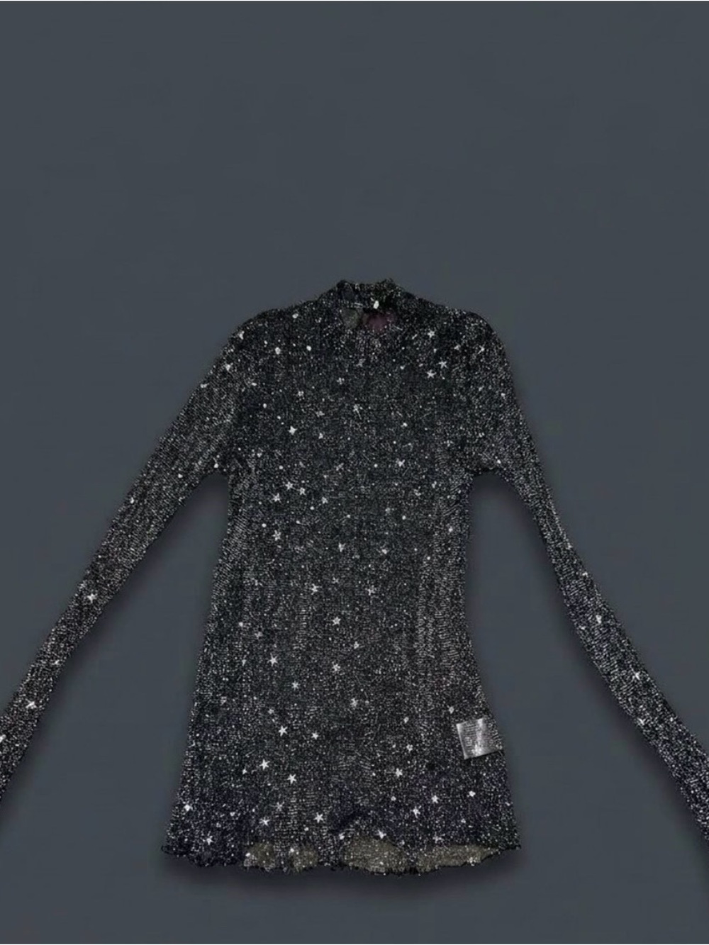 Star-Embellished Black Long-Sleeve Top